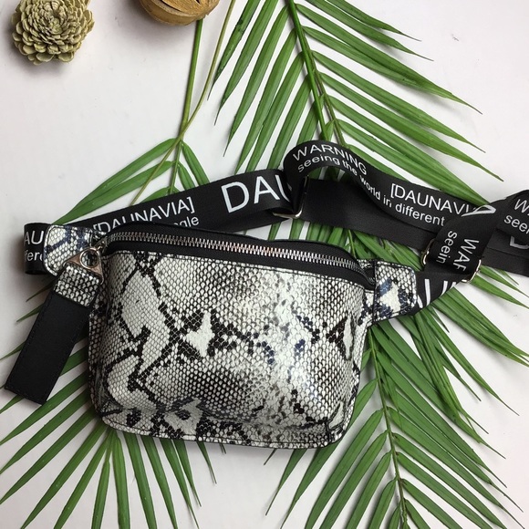 fast fashion Handbags - Black/ White NWT snakeskin Print Fanny Pack